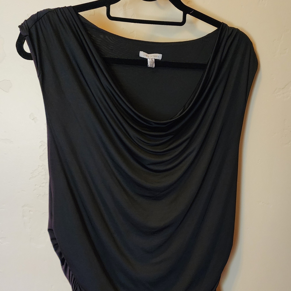 Chic Silk Black Drape Neck Blouse